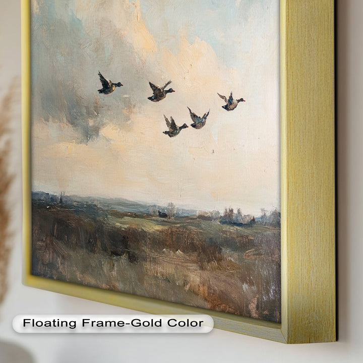 Flight Over the Marshlands – Ducks in Motion Oil Painting