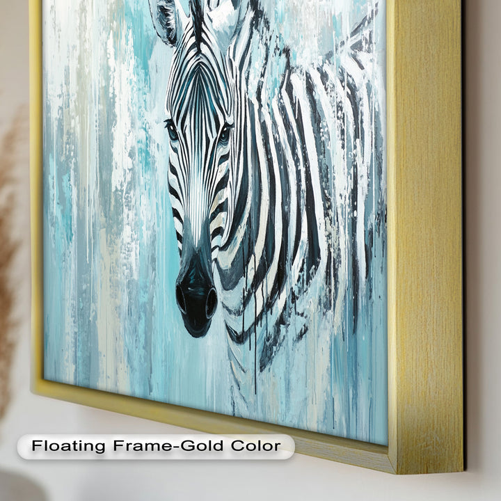 Zebra in Blue Abstract Style - Animal Oil Painting