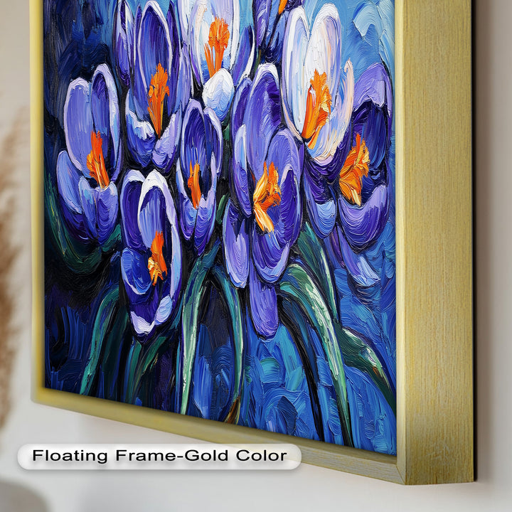 Crocus Flowers in Blue and Violet Hues - Flower Oil Painting