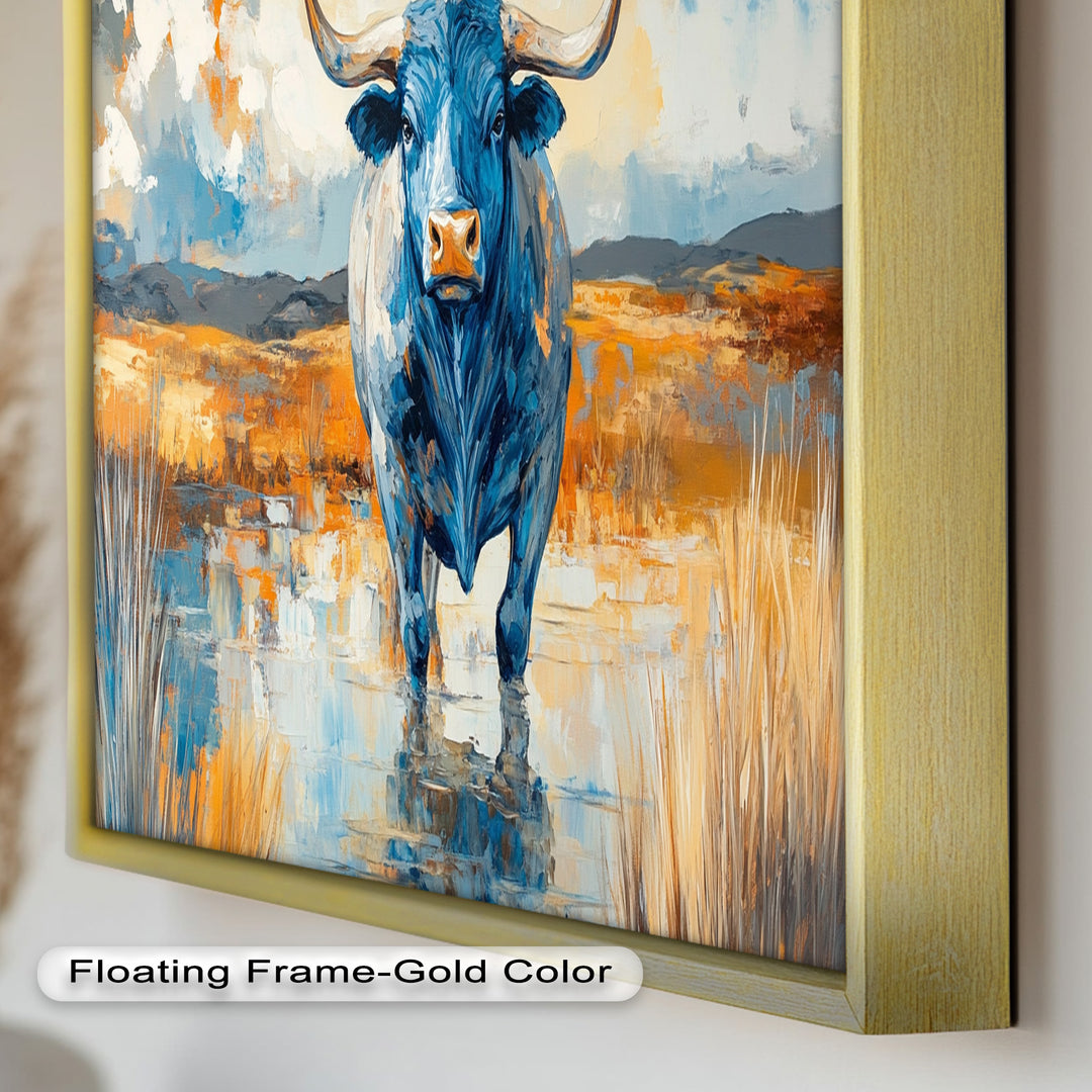 Blue Desert Bull – Animal Oil Painting