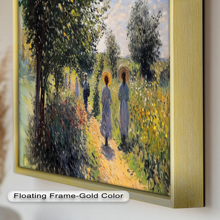 Afternoon Stroll – Sun-Dappled Garden Walk Oil Painting