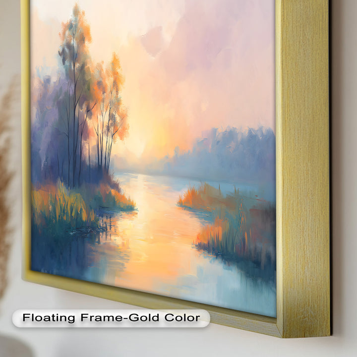 Sunrise on a Cold Morning – Framed Landscape Oil Painting
