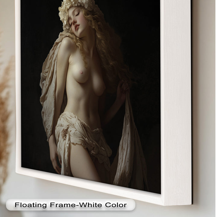 Moonlit Reverie – Classical Nude with Floral Crown Oil Painting
