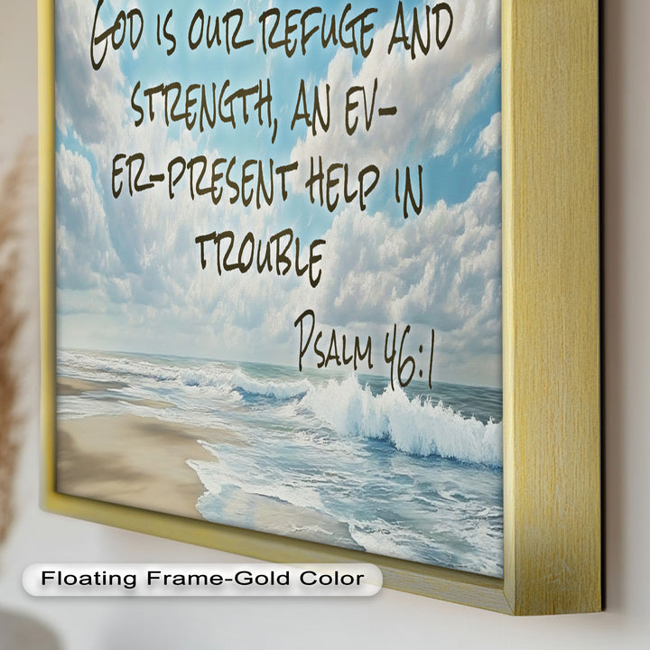 Psalm 46:1 – Refuge and Strength Bible Verse Oil Painting