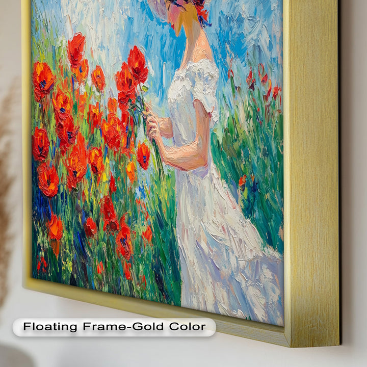 Lady Among Poppies – Impressionist Garden Stroll Oil Painting