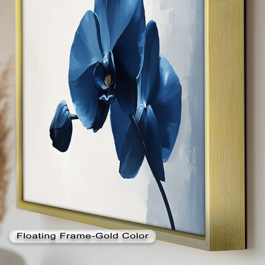 Blue Orchid Wall Art – Modern Floral Oil Painting