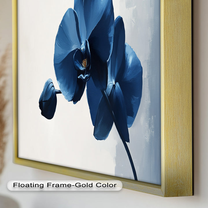 Blue Orchid Wall Art – Modern Floral Oil Painting