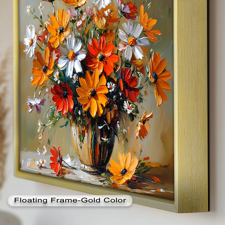 Orange & White Flowers – Botanical Oil Painting