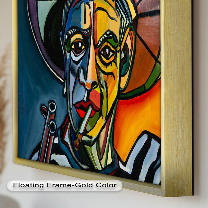Rebel's Gaze – Bold Cubist Portrait Picasso Oil Painting