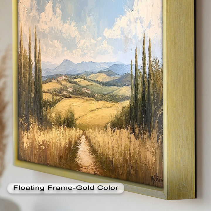 Vintage Aerial View – Scenic Countryside Oil Painting