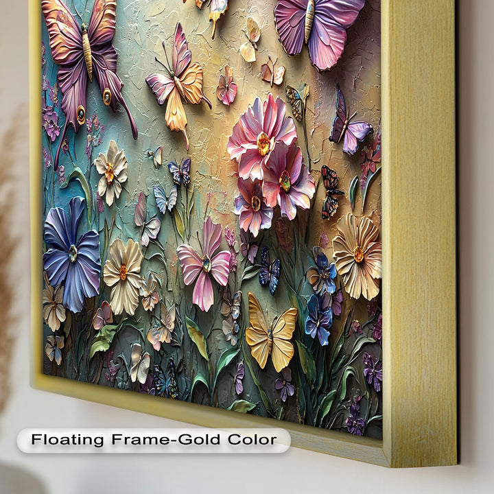 Butterflies Abstract Floral – Colorful Nature-Themed Oil Painting