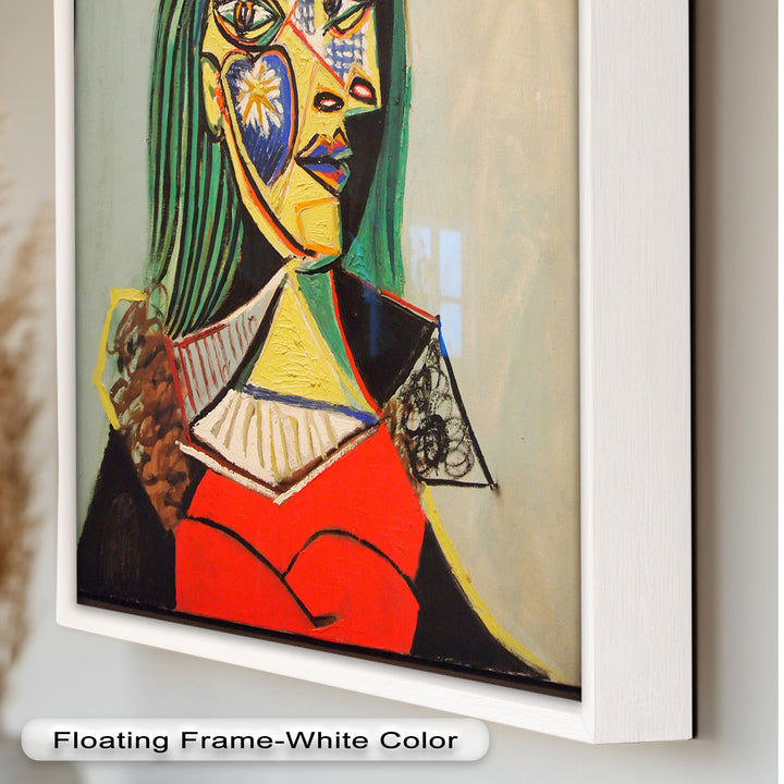 Strahlender Blick – Frau mit rotem Hut, kubistisches Porträt, Picasso-Ölgemälde