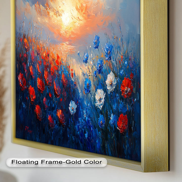 Wildflower Sunset Symphony – Colorful Horizon Flower Oil Painting