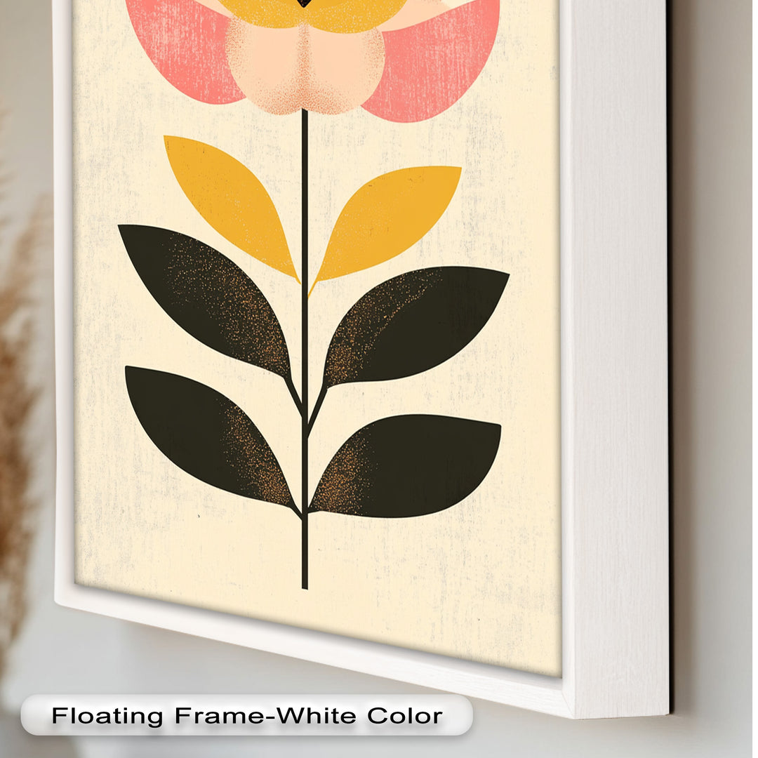 Mid-Century Bloom – Retro Floral Minimalist Wall Art Oil Painting