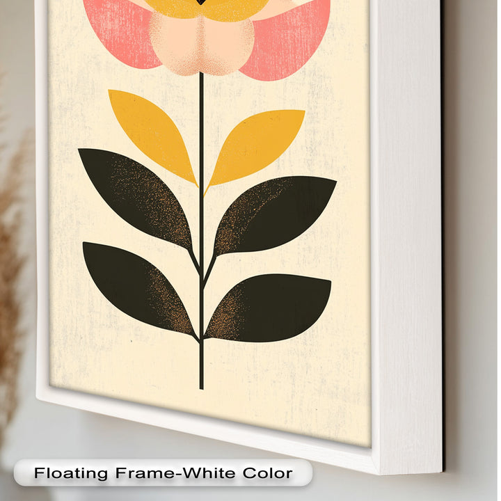 Mid-Century Bloom – Retro Floral Minimalist Wall Art Oil Painting