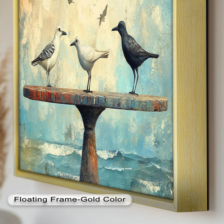 Surreal Birds on Pedestal – Animal Oil Painting