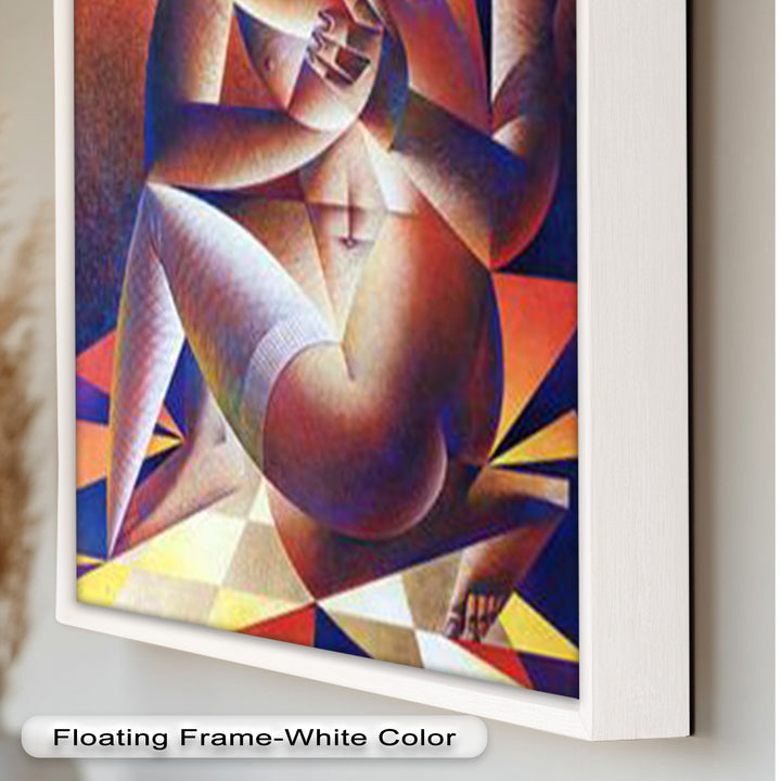 Entwined Forms – Abstract Lovers in Geometric Harmony Picasso Oil Painting