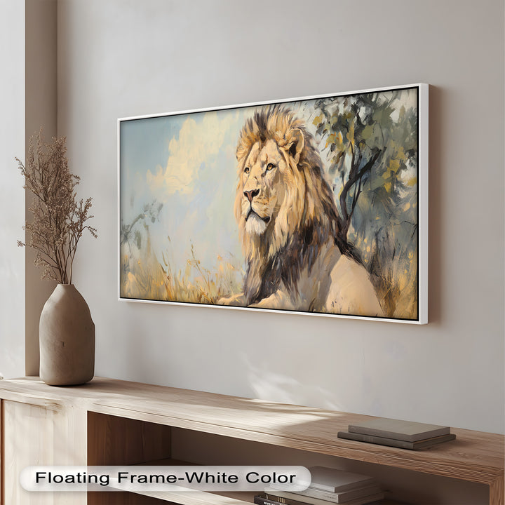 Lion Beneath African Sky - Animal Oil Painting
