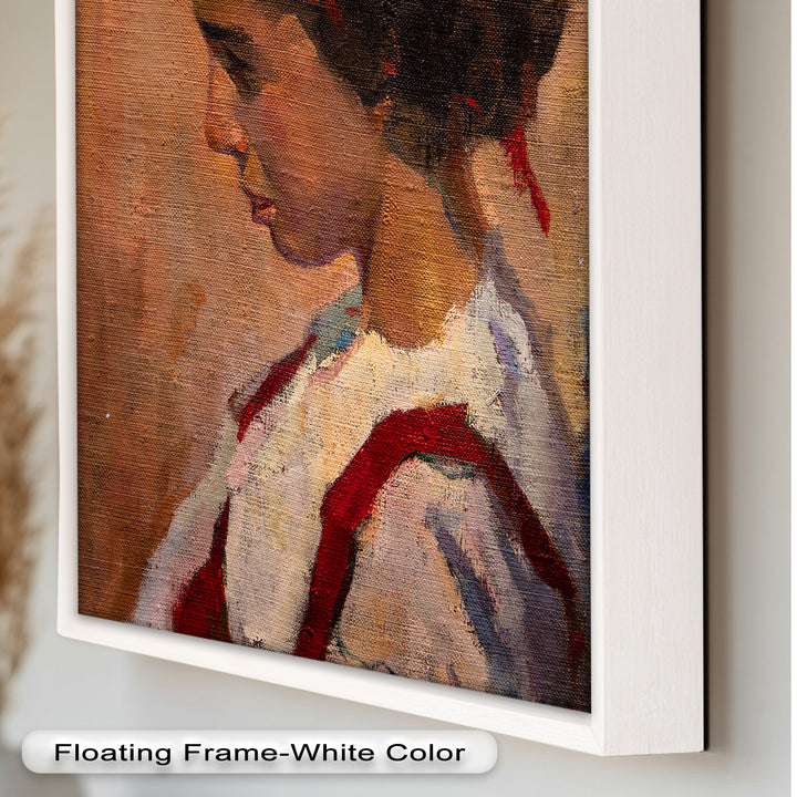 Side Portrait of a Young Woman in Red Ribbon - Picasso Oil Painting