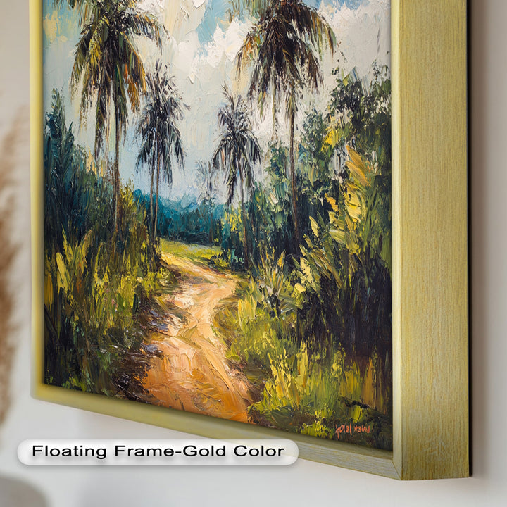 Tropical Pathway with Palm Trees – Impressionist Oil Painting