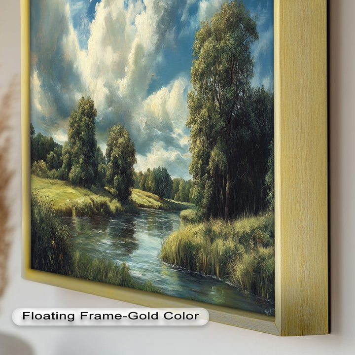 River Landscape Painting – Framed Oil Painting