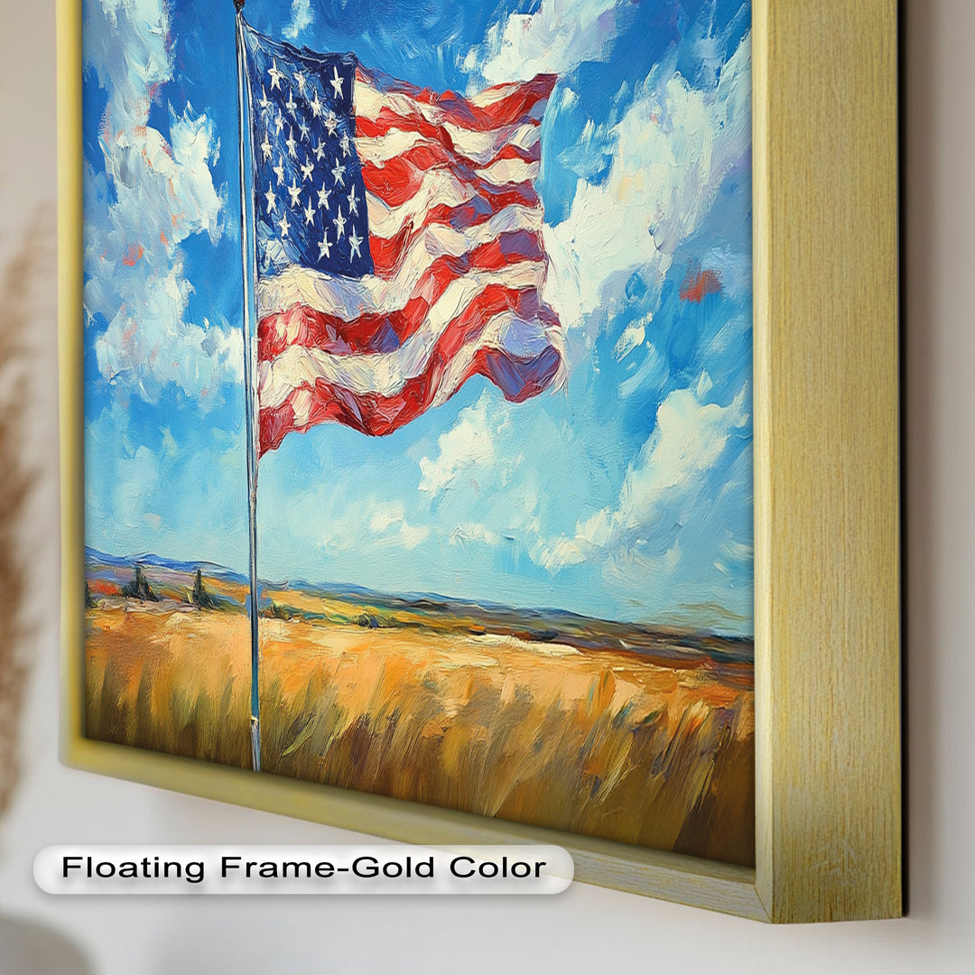 Amerikanische Flagge auf dem Land – Patriotisches Ölgemälde