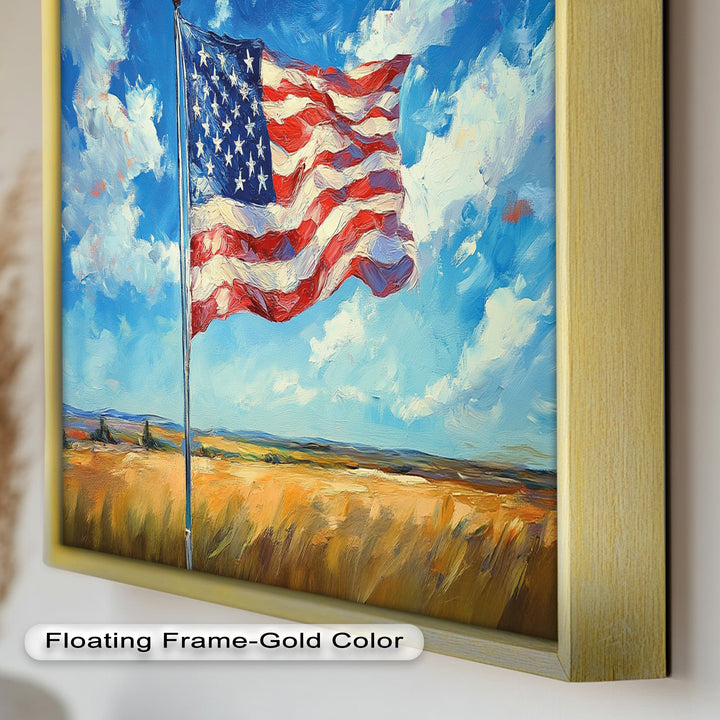 Amerikanische Flagge auf dem Land – Patriotisches Ölgemälde