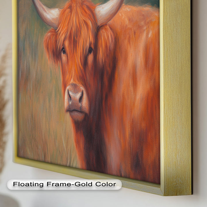Highland Cow Oil Painting – Warm Animal Wall Art