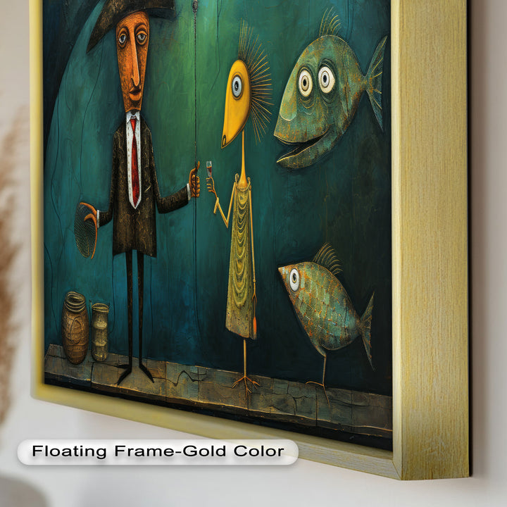 Moonlight Toast – Whimsical Surrealist Underwater Picasso Oil Painting