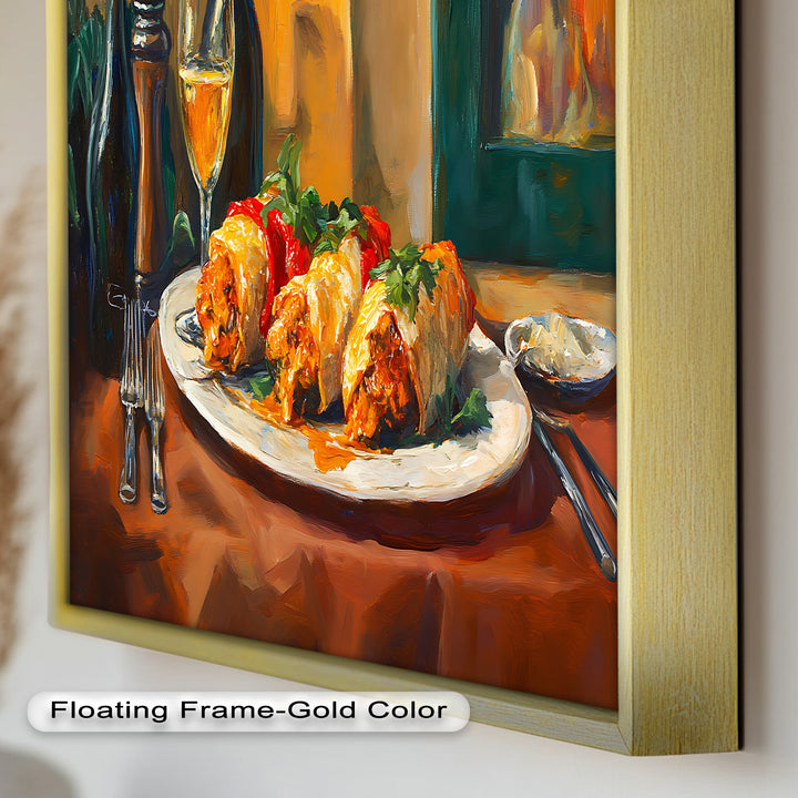 Gefüllte Paprika und Wein – Gourmet-Essszene Food Painting