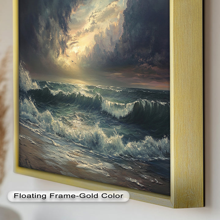 Ocean Sunset Wall Art - Storm Seascape Oil Painting