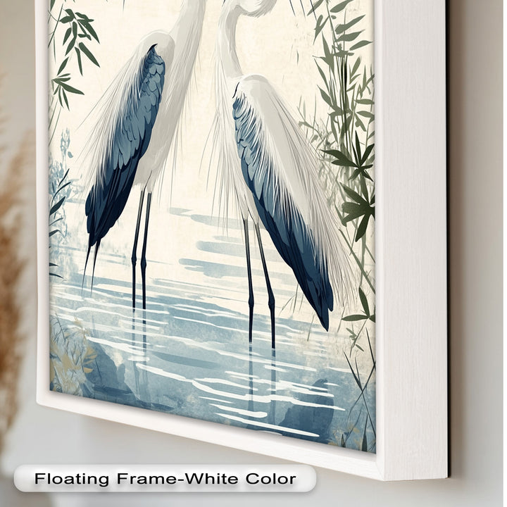 Twin Herons in Harmony – Bird Oil Painting