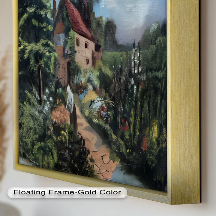 Cottage Gartenweg – Vintage Ölgemälde