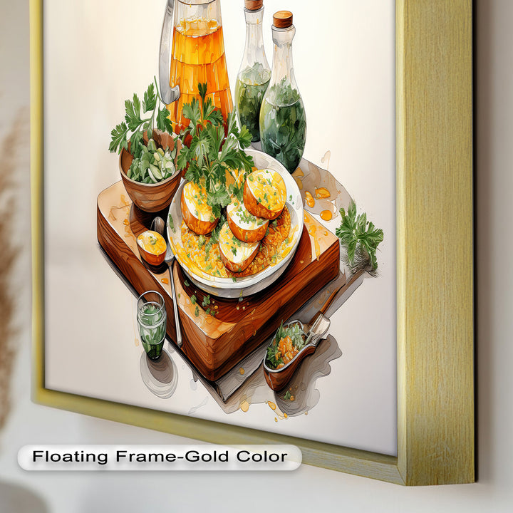 Golden Herb Delight – Rustic Food Still Life Painting