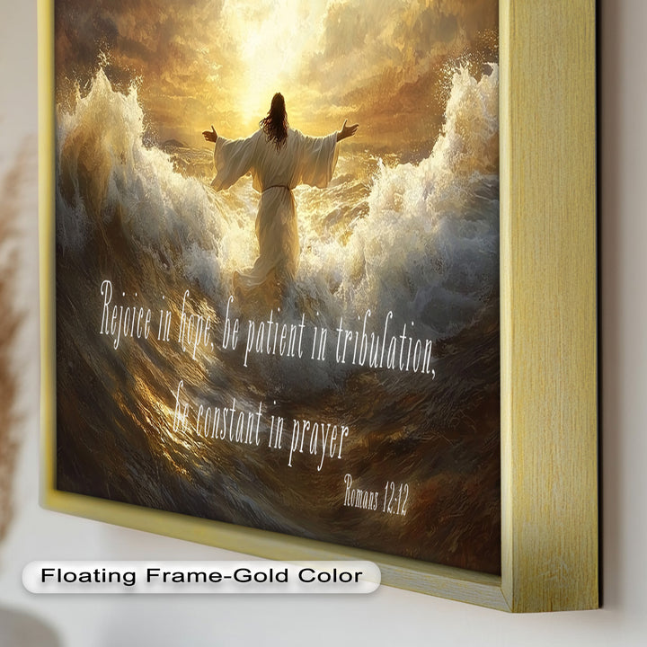 Romans 12:12 – Faith & Perseverance Bible Verse Oil Painting