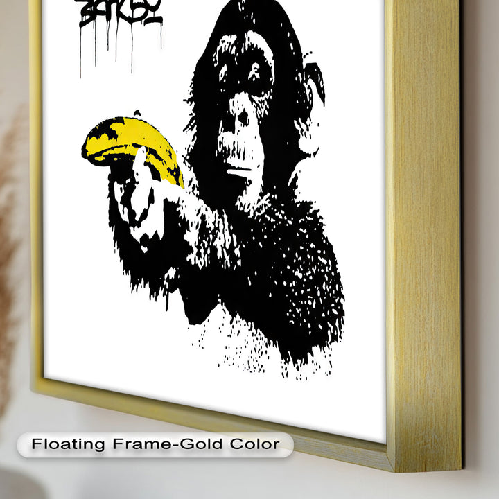 Monkey with Banana Gun – Satirical Banksy Oil Painting