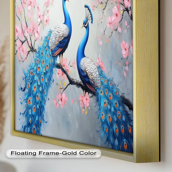 Peacocks Among Cherry Blossoms – Animal Oil Painting