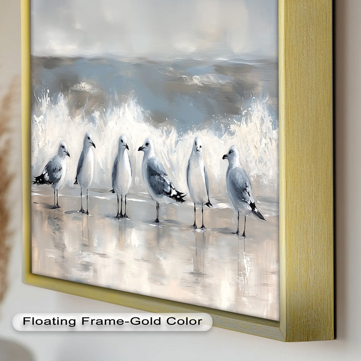 Seagulls and Surf – Bird Oil Painting