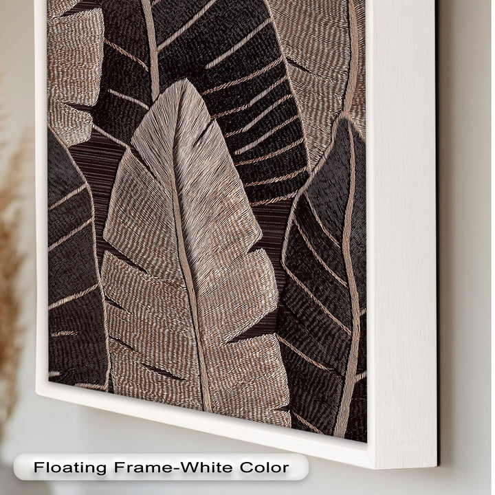 Tactile Tropics – Brown Leaf Composition Flower Oil Painting