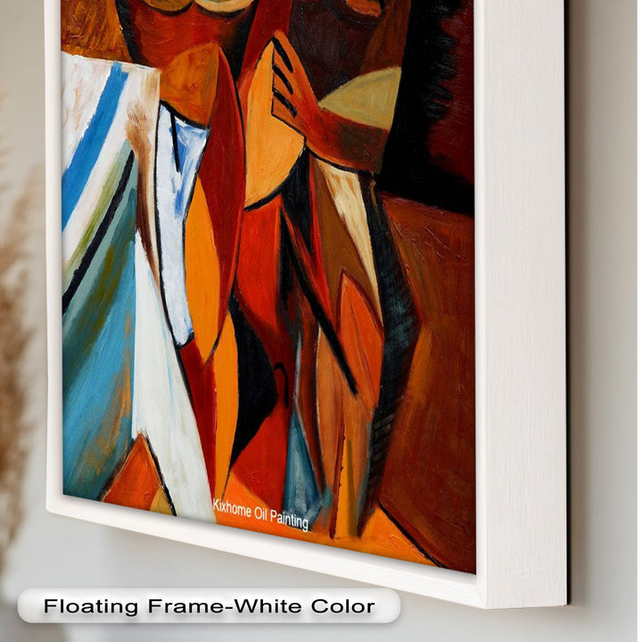 Abstract Embrace Wall Art – Cubist Oil Painting