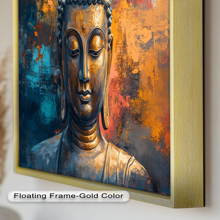 Vibrant Buddha Portrait Wall Art – Religious Oil Painting