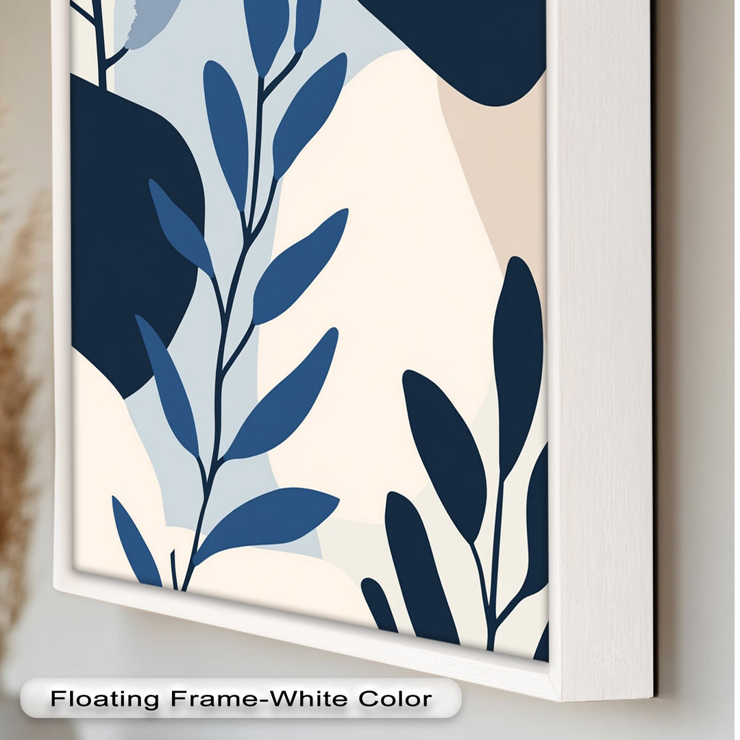 Indigo Serenity – Minimalist Botanical Oil Painting