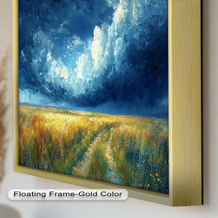 Golden Field Stormy Sky Wandkunst – Romantik Ölgemälde