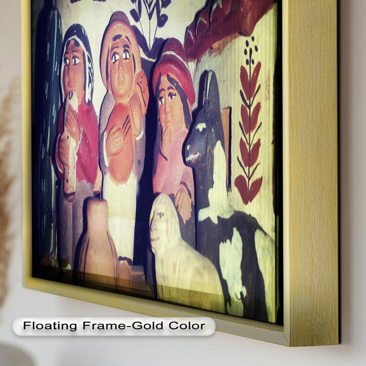 Village Harmony – Folk Clay Figures with Rustic Charm Oil Painting