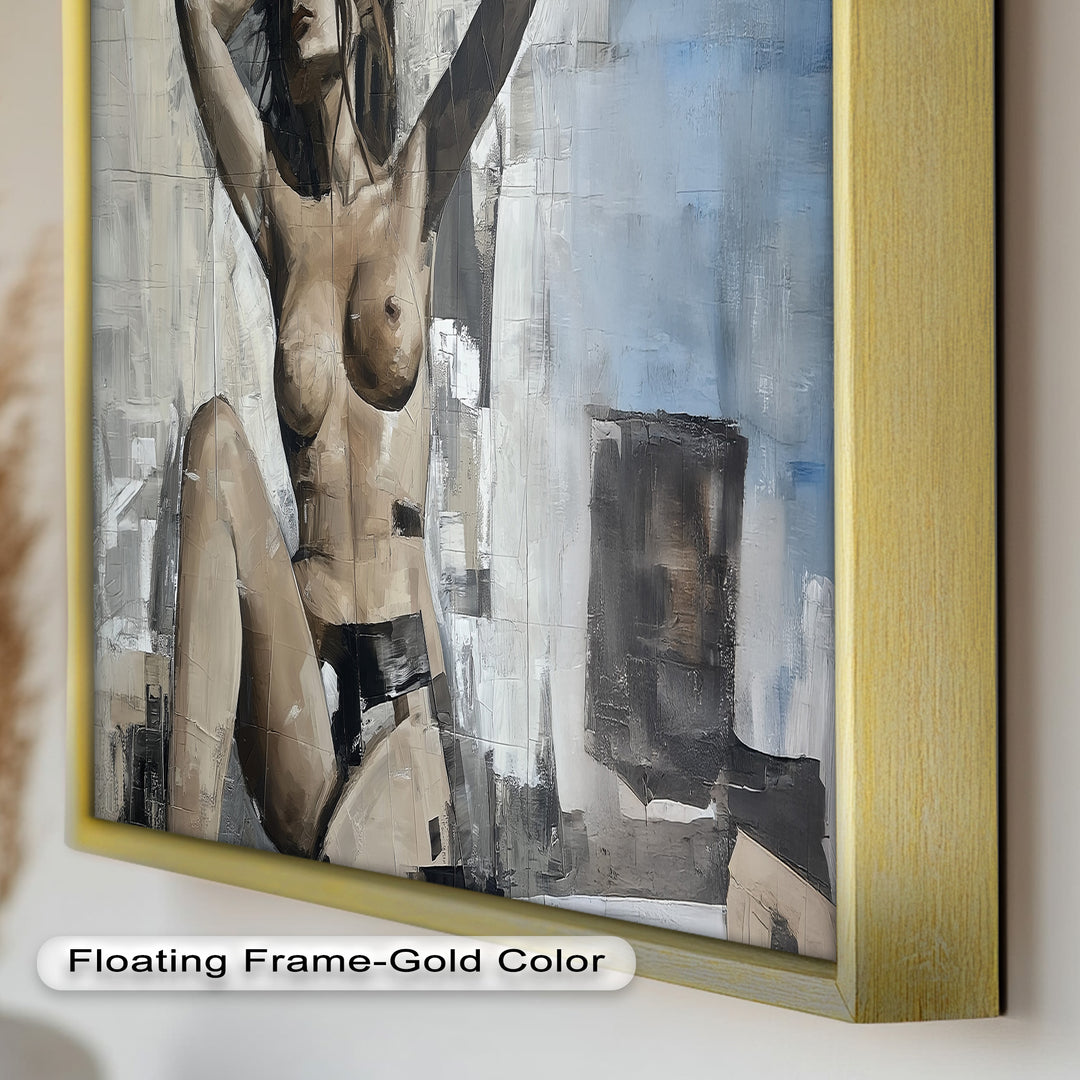 Urban Solitude – Contemporary Nude Oil Painting in Monochrome Hues
