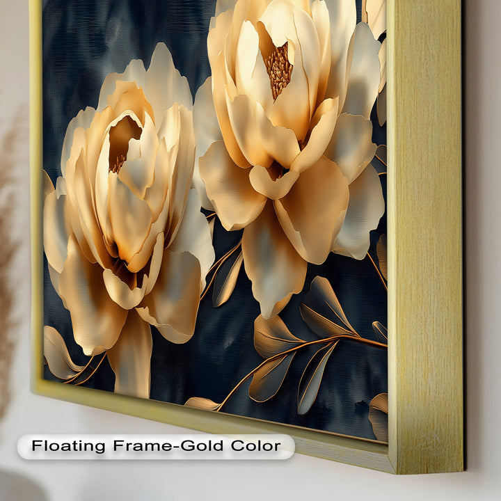 Golden Bloom Elegance – Flower Oil Painting