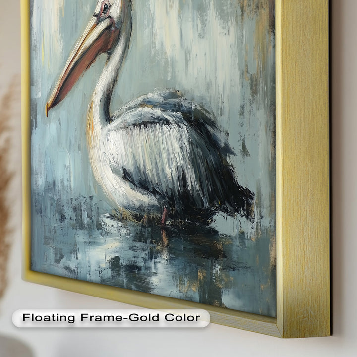 White Pelican Resting by the Water - Animal Oil Painting