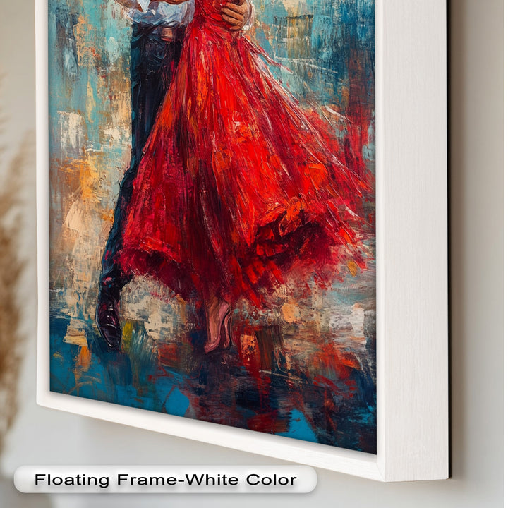 Flamenco Fire – Romantic Couple in Red Dress Oil Painting