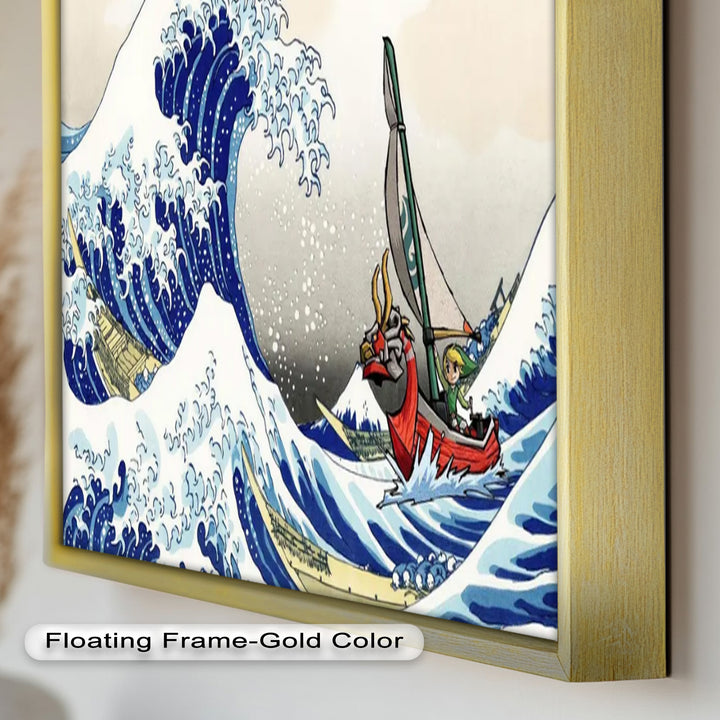Hokusai Great Wave x Zelda Art – Japanisches Pop-Art-Ölgemälde