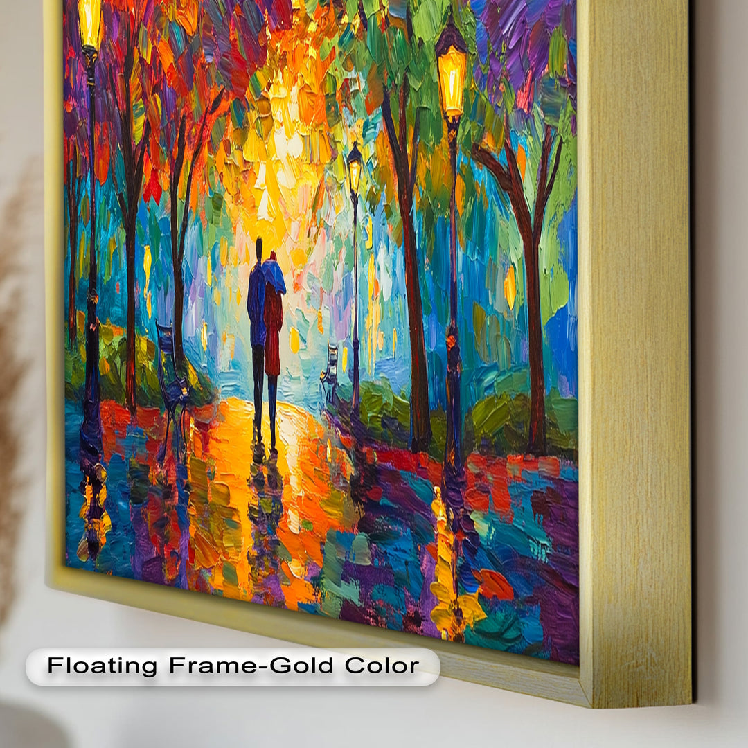 Autumn Radiance – Lovers Under the Colorful Canopy Love Oil Painting